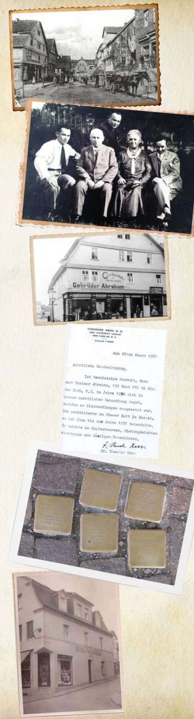 Fotocollage der Gebäude Nürnberger 18 und 10 sowie eine Familienaufnahme von Salomon, seiner Frau und seinen Söhnen