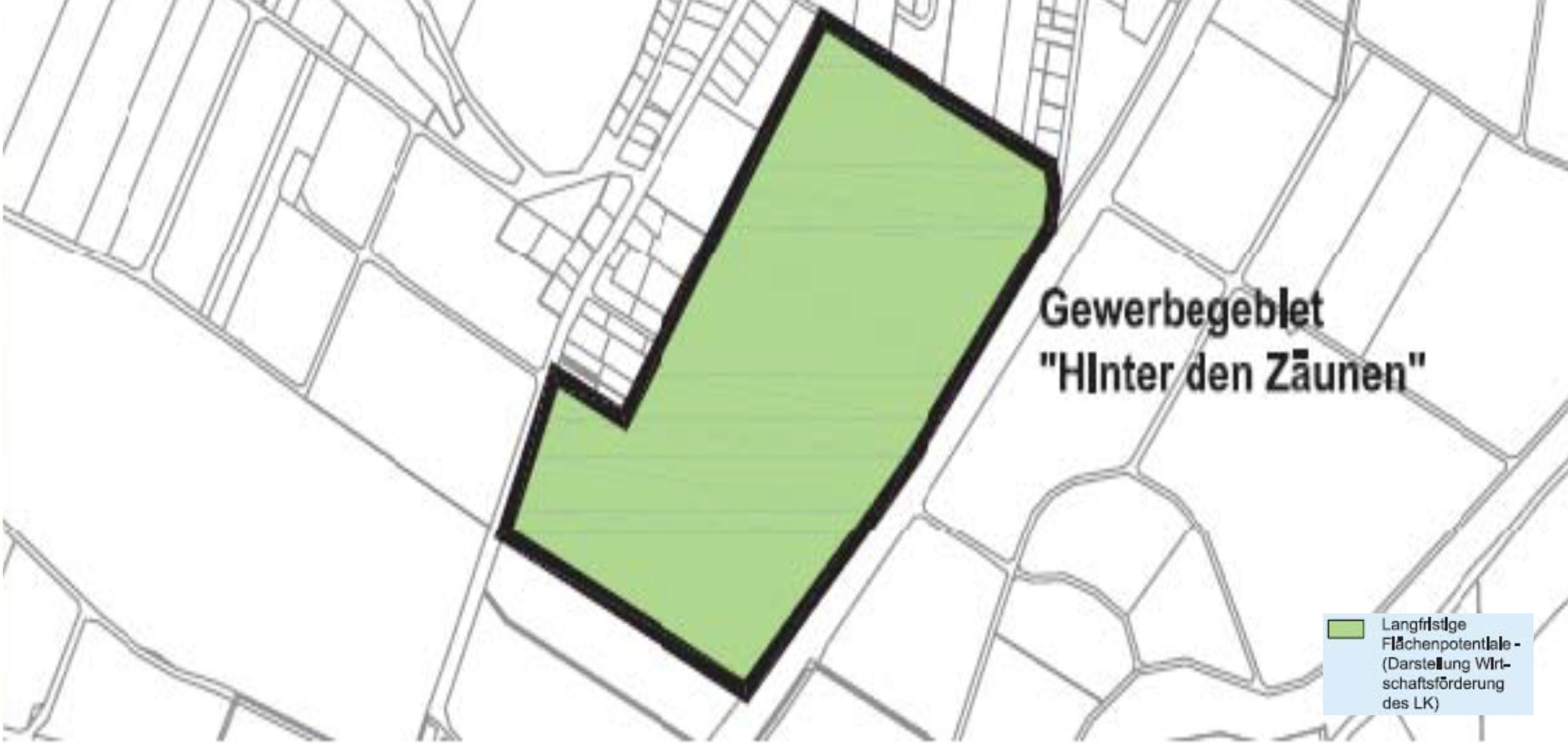 Lageplan Gewerbegebiet Hinter den Zäunen