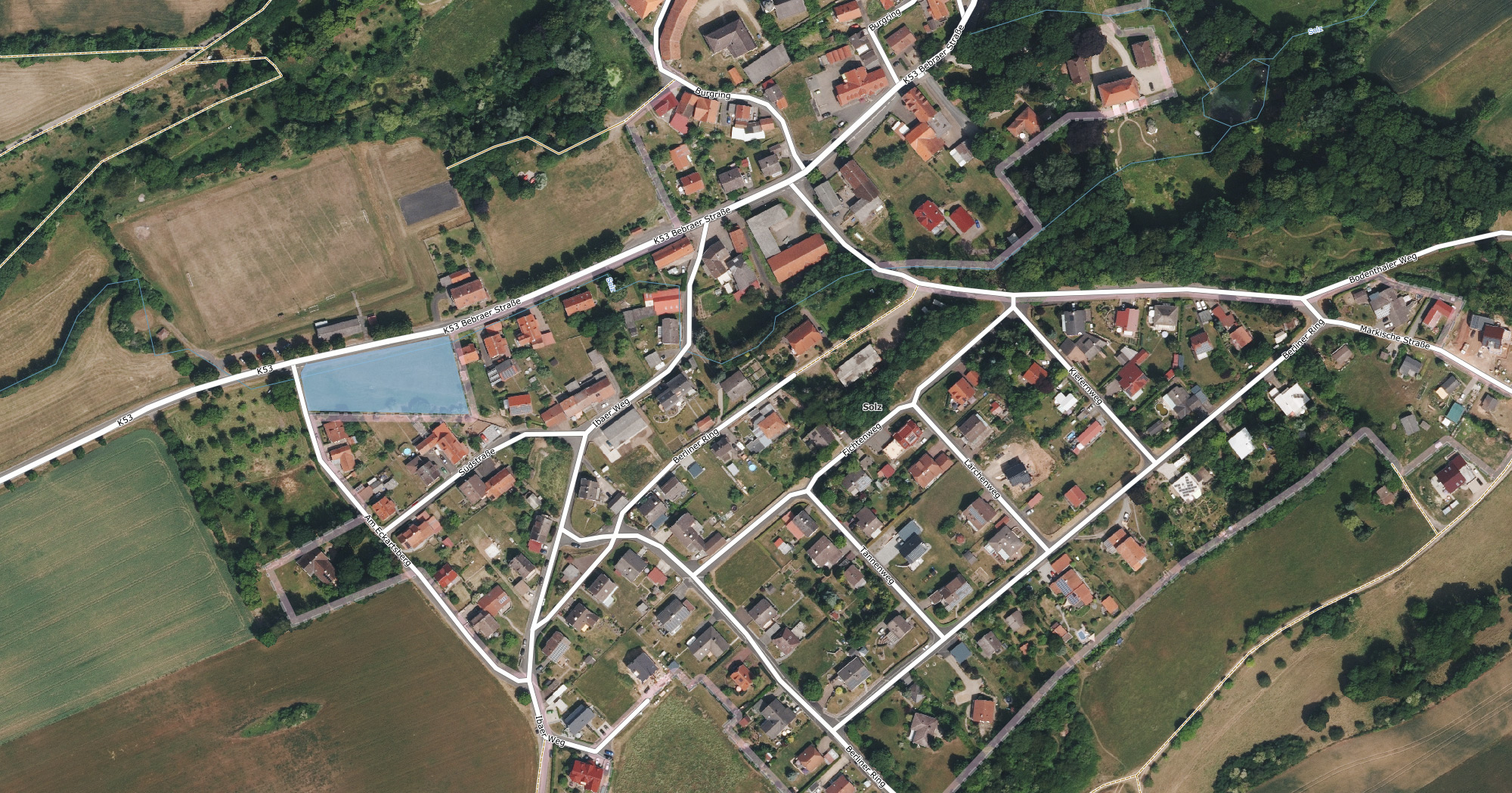 Lufbild des Baugrundstücks